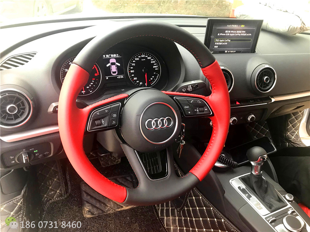 奥迪A391短视频APP黄色，奥迪A3方向盘手缝